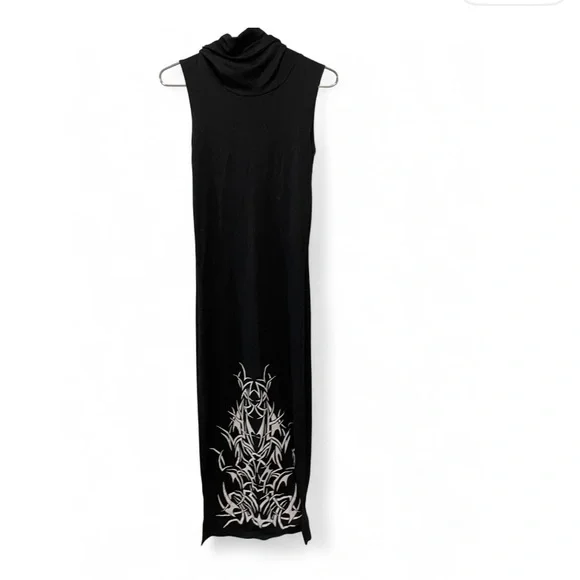 Dolls Kill Black Turtleneck Sleeveless Maxi Dress - Picture 4 of 9
